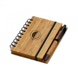 Bloco de Anotações Ecológico com Capa de Bambu e Caneta Personalizado