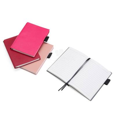 Caderneta A6 de Couro Sintético com Marcadores e Suporte para Caneta Personalizada