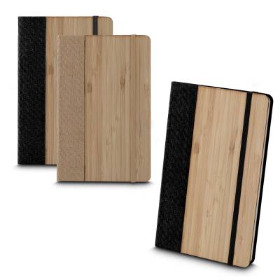 Caderno de Anotações Capa de Bambu com Fechamento em Elástico Personalizado