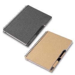 Caderno de Anotações com Caneta e Capa de Papelão Reciclável Personalizado