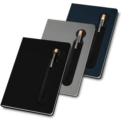 Caderno de Anotações com Capa Dura em PU e Suporte para Caneta Personalizado