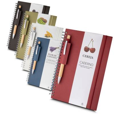 Caderno de Anotações Ecológico com Pauta e Capa de Papel Reciclado Personalizado
