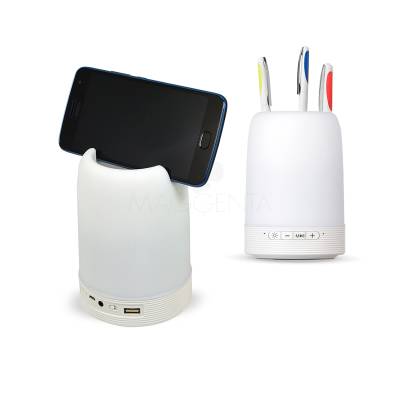 Caixa de Som Bluetooth com Porta Caneta e Luminária Personalizada