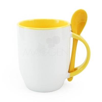 Caneca de Porcelana 325 ml com Colher Personalizada
