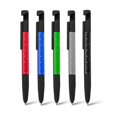 Caneta Multifuncional de Metal com Ponteira Touch, Régua e Porta Celular Personalizada