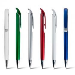 Caneta Plástica com Detalhe Colorido e Acionamento por Click Personalizada
