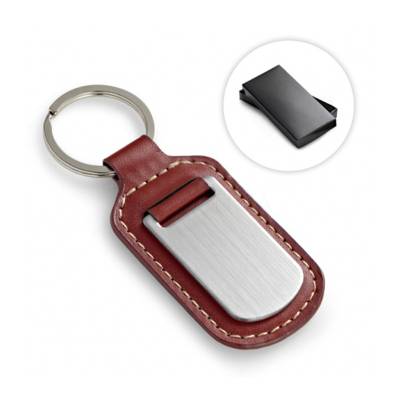 Chaveiro de Couro Sintético com Metal Promocional