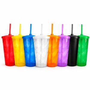 Copo Espiral com Tampa e Canudo 550ml Personalizado