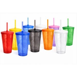 Copo Espiral com Tampa e Canudo 750 ml Personalizado