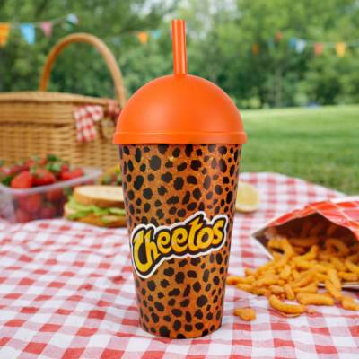 Copo Plástico 450 ml com Tampa e Canudo Personalizado