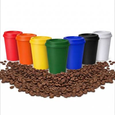 Copo Plástico com Tampa de Café 350ml Personalizado