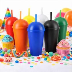 Copo Plástico com Tampa e Canudo 450ml Personalizado