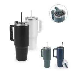 Copo Térmico de Aço Inox 1,3L com Canudo e Alça Personalizado