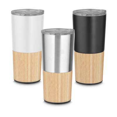 Copo Térmico de Inox com Detalhe em Bambu 550 ml Personalizado