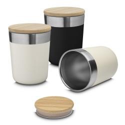 Copo Térmico em Aço Inox 300ml com Tampa de Bambu Personalizado