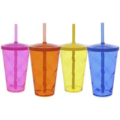 Copo Tornado com Tampa e Canudo 550ml Promocional