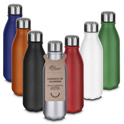 Garrafa de Alumínio 550 ml com Pintura Fosca e Tampa em Inox Personalizada