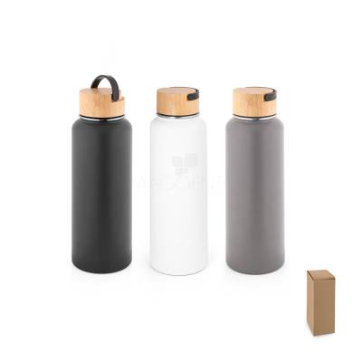 Garrafa Térmica de Aço Inox 1,2L com Tampa de Bambu Personalizada