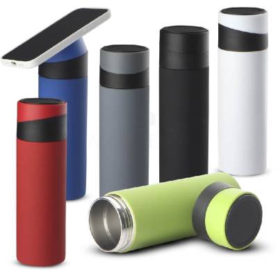 Garrafa Térmica de Aço Inox 400ml com Apoio para Celular Personalizada