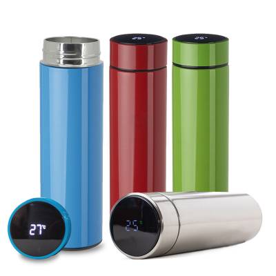 Garrafa Térmica de Aço Inox 450ml com Termômetro Digital e Infusor Personalizada