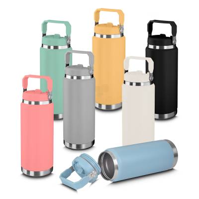 Garrafa Térmica de Aço Inox 900 ml com Tampa Rosqueável e Alça Personalizada