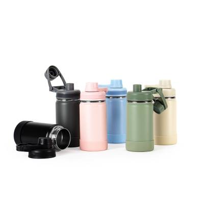 Garrafa Térmica de Inox 350 ml com Tampa Rosqueável e Alça Personalizada
