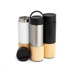 Garrafa Térmica Inox 420 ml com Bambu Personalizada