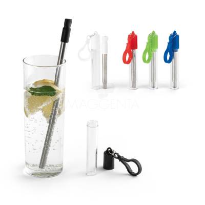 Kit Canudo Retrátil com Estojo e Escova de Limpeza Personalizado