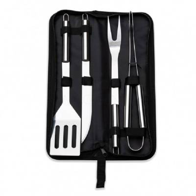 Kit Churrasco 4 Peças em Aço Inox com Estojo de Nylon Personalizado
