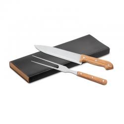 Kit Churrasco com Faca e Garfo de Inox e Cabo de Bambu Personalizado