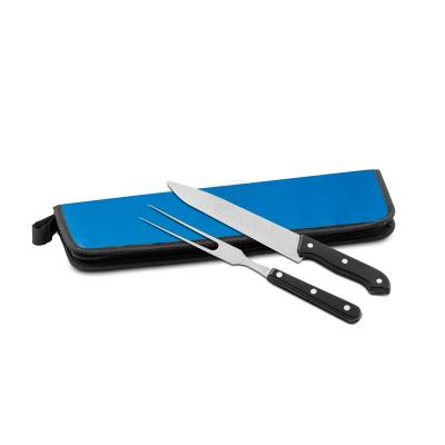 Kit Churrasco com Faca e Garfo Inox e Estojo Personalizado