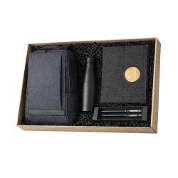 Kit Escritório 4 Peças com Mochila, Garrafa Térmica, Caderno e Estojo Personalizado