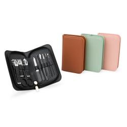 Kit Manicure 10 Peças em Estojo de Couro Sintético Personalizado