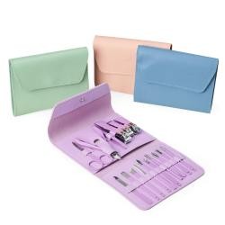 Kit Manicure 16 Peças em Estojo de Couro Sintético Personalizado