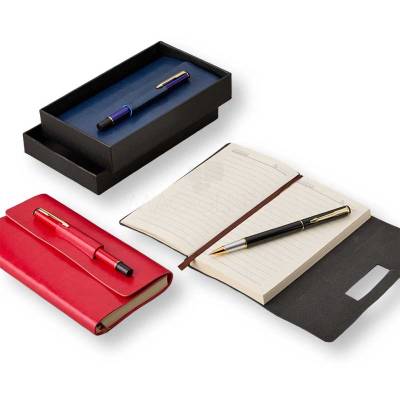 Kit para Anotações com Caneta em Couro Sintético Personalizado