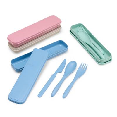 Kit Talheres 3 Peças em Palha de Trigo com Estojo Personalizado