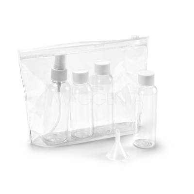 Kit Viagem 5 Peças com Frascos e Funil Personalizado
