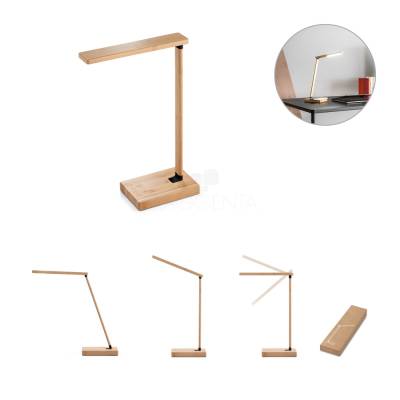 Luminária de Mesa Dobrável em Bambu com Carregador Wireless Personalizada