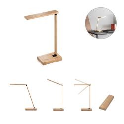 Luminária de Mesa Dobrável em Bambu com Carregador Wireless Personalizada