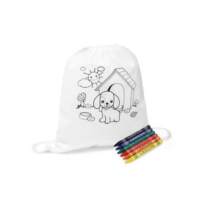 Mochila Saco para Colorir em Non-Woven com Gizes de Cera Personalizada