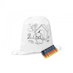 Mochila Saco para Colorir em Non-Woven com Gizes de Cera Personalizada