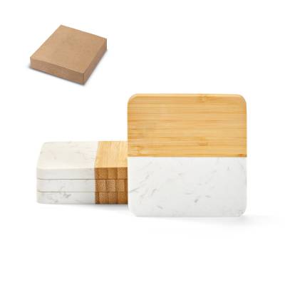 Porta Copos de Mármore e Bambu Personalizado