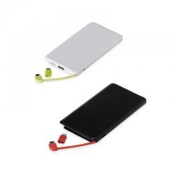 Power Bank 5000mAh com Cabo USB e Adaptador Lightning Personalizado