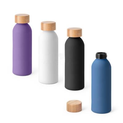 Squeeze de Alumínio 550 ml com Tampa de Bambu Personalizado